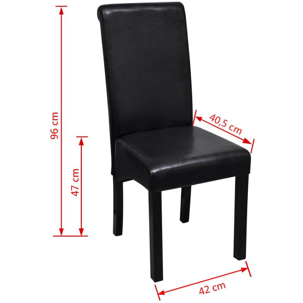 Dining Chairs 6 pcs Black Leather