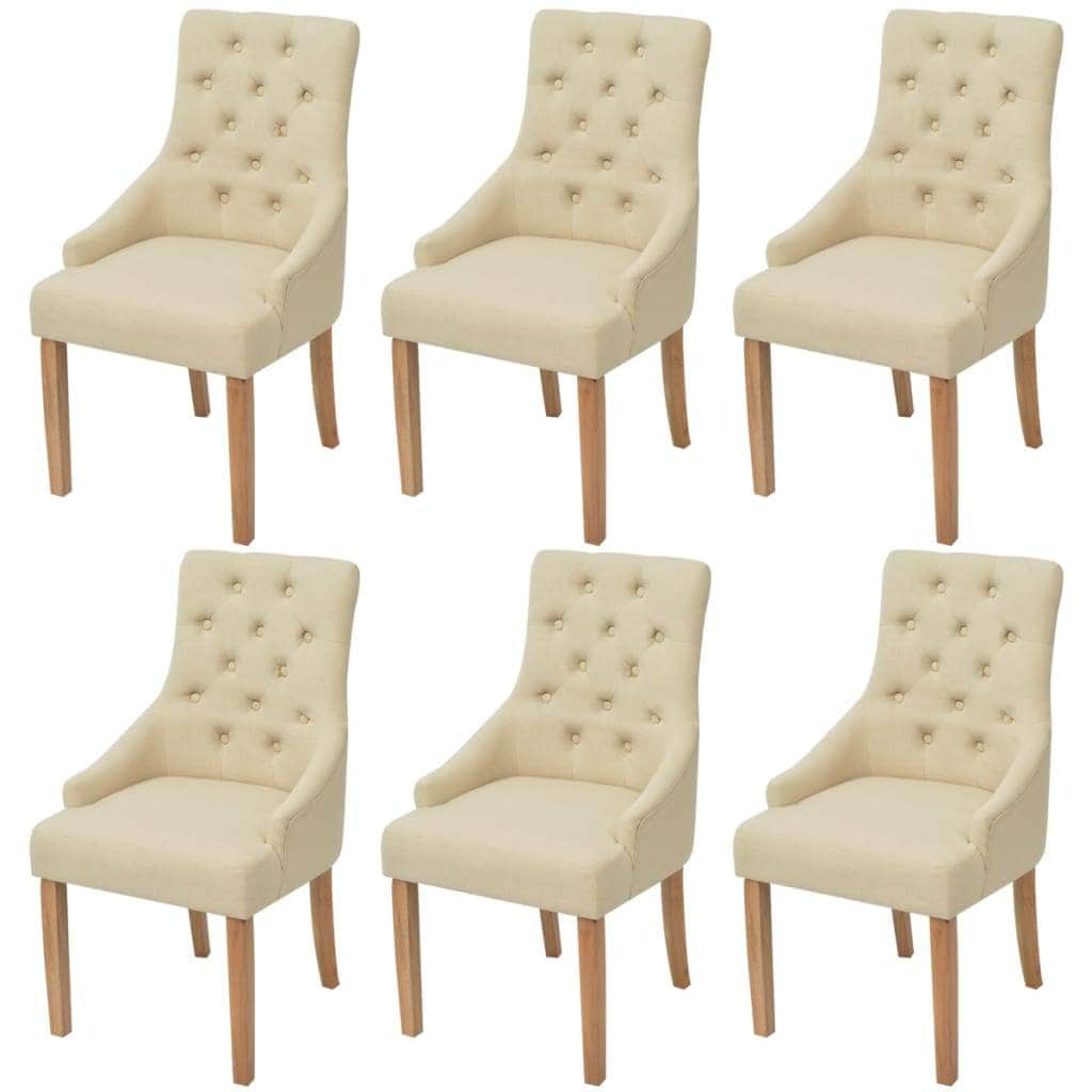 Dining Chairs 6 pcs Cream Fabric