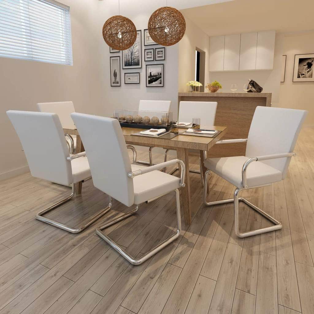 Dining Chairs 6 pcs faux Leather -White