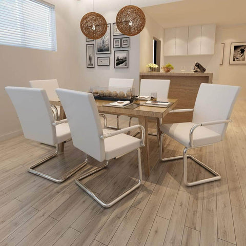 Dining Chairs 6 pcs faux Leather -White