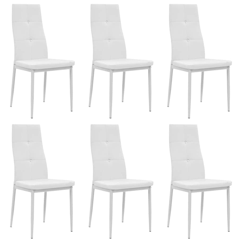 Dining Chairs 6 pcs White Leather