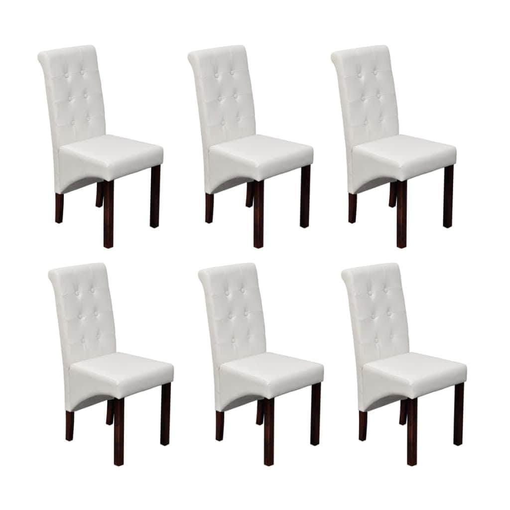 Dining Chairs 6 pcs White Leather