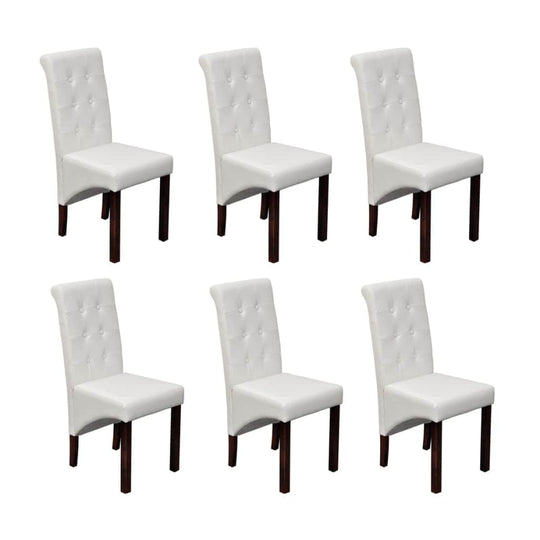 Dining Chairs 6 pcs White Leather