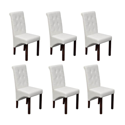 Dining Chairs 6 pcs White Leather