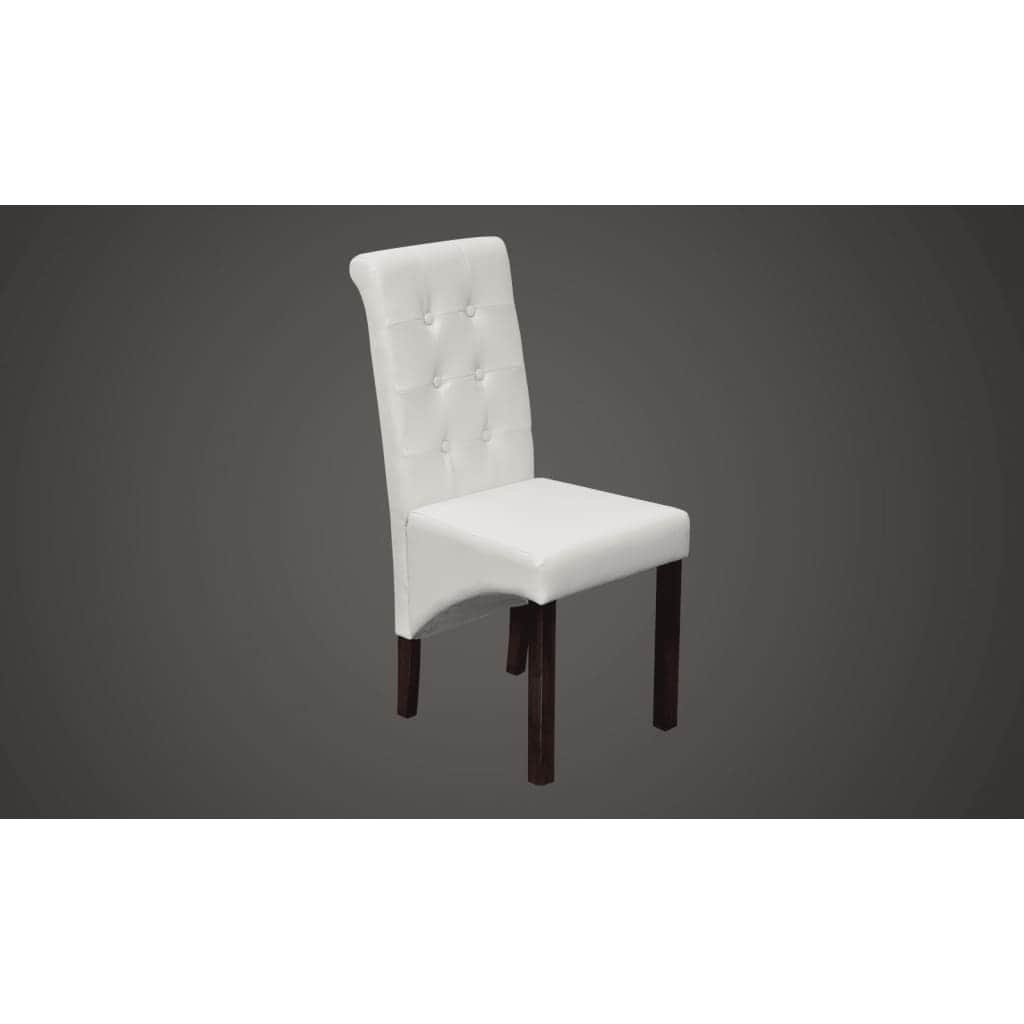 Dining Chairs 6 pcs White Leather