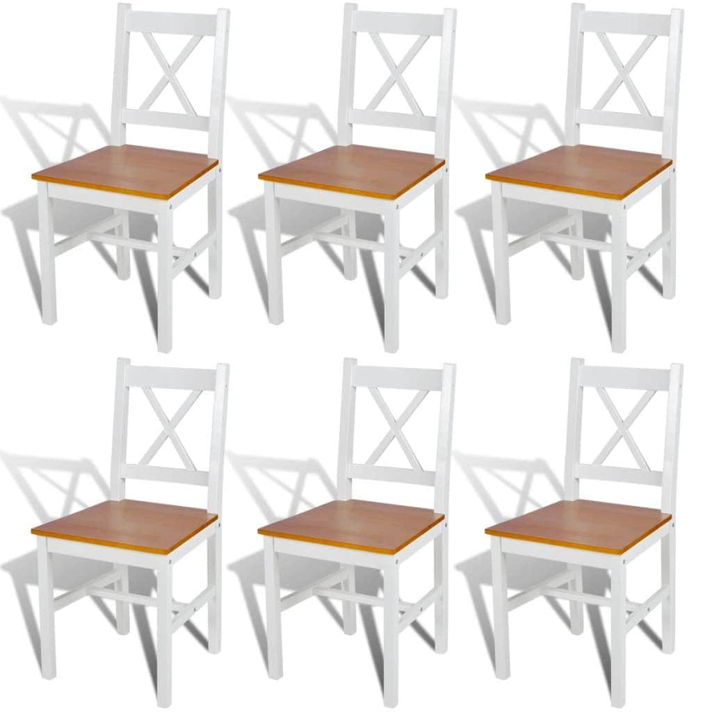Dining Chairs 6 pcs White Pinewood