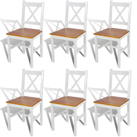 Dining Chairs 6 pcs White Pinewood
