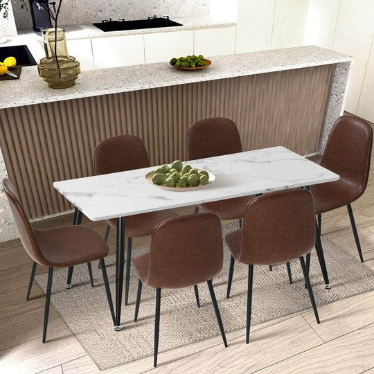 Dining Chairs Accent Chair PU Leather Brown/Grey, Dining Chair