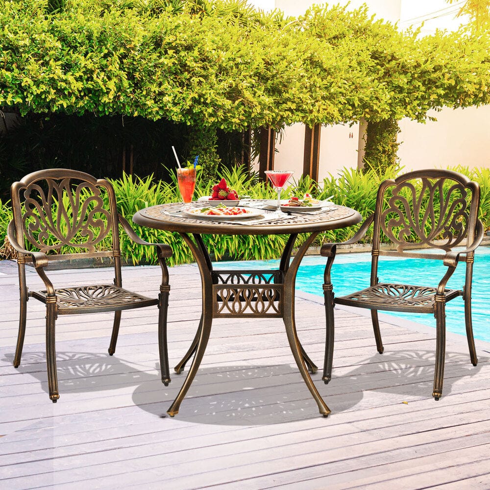 Outdoor Dining Chairs 3 Piece Bistro Set Cast Aluminium Patio Furniture | Outdoor Dining Set - photo 16
