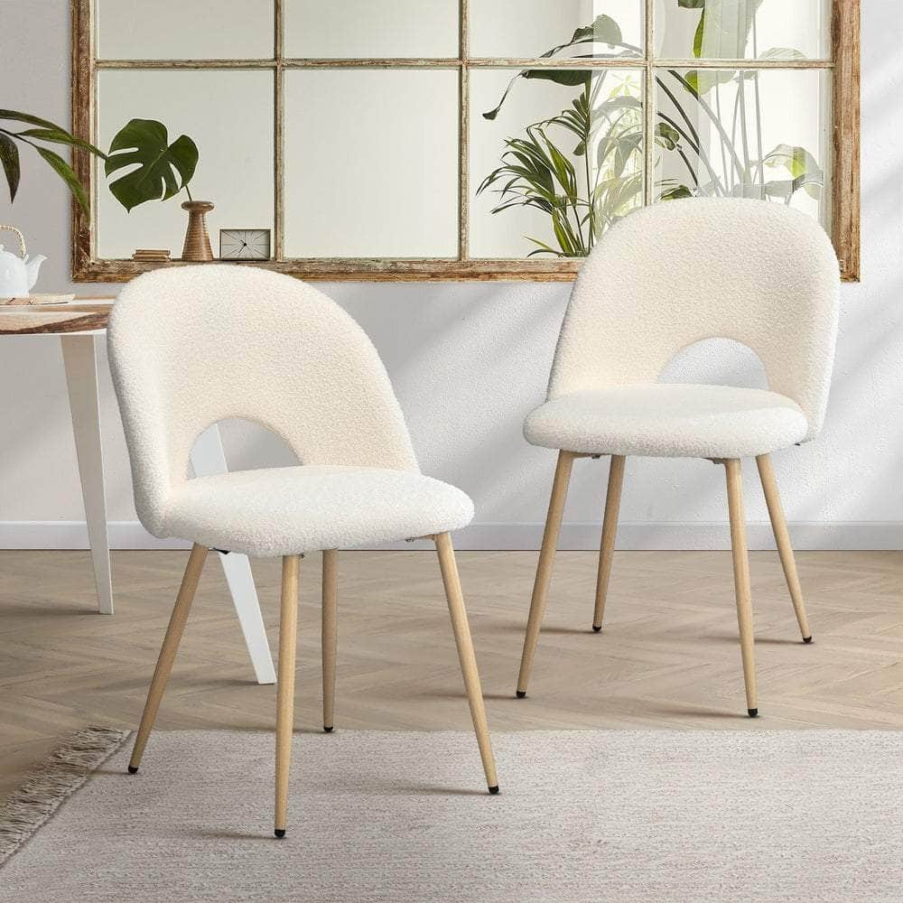 Dining Chairs Armchair Sherpa White