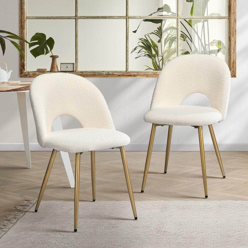 Dining Chairs Armchair Sherpa White