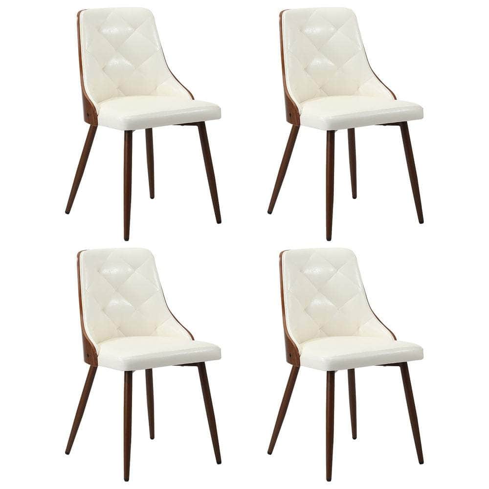 Dining Chairs Cafe Seat Retro PU Leather Black/White
