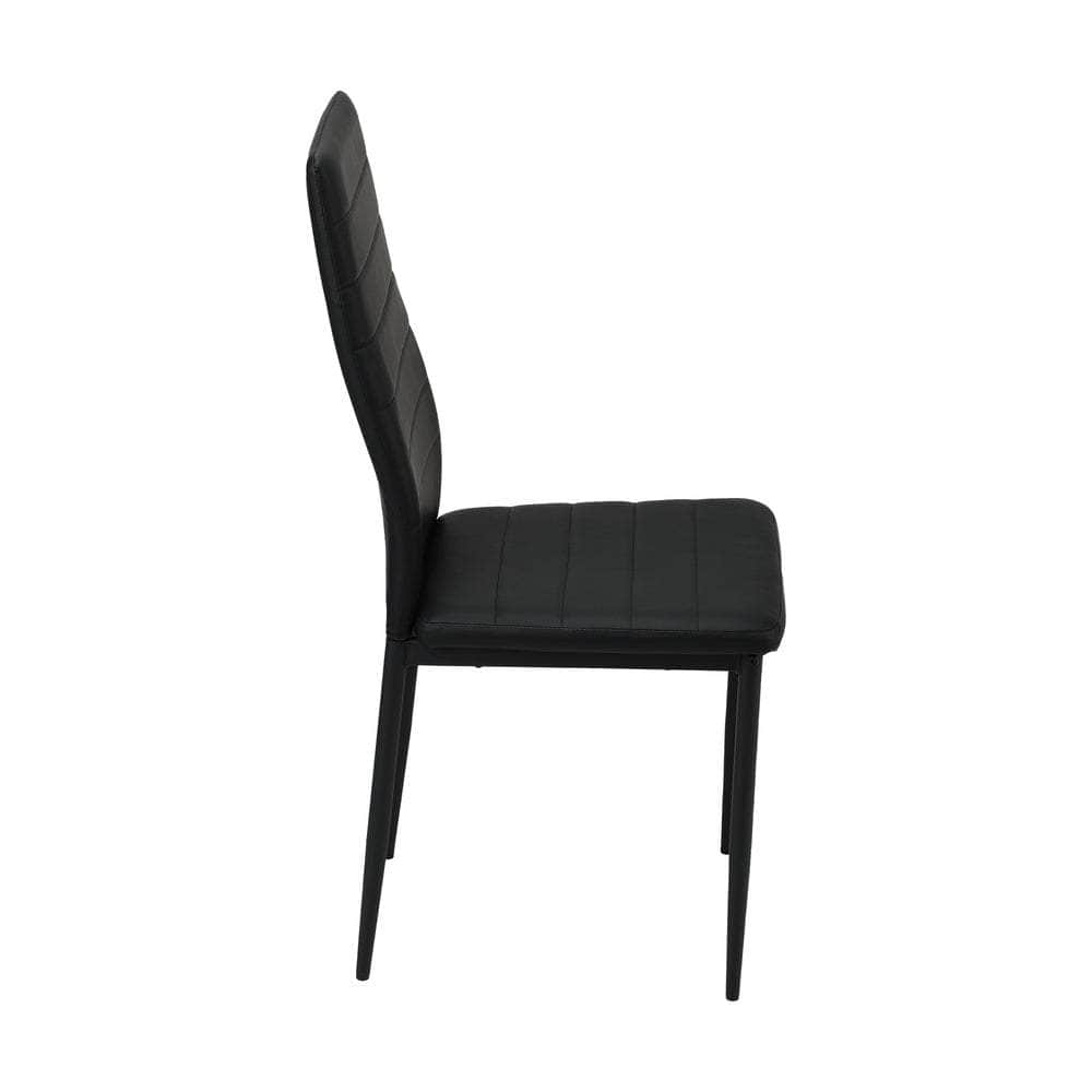 Dining Chairs High-Back Leather Black