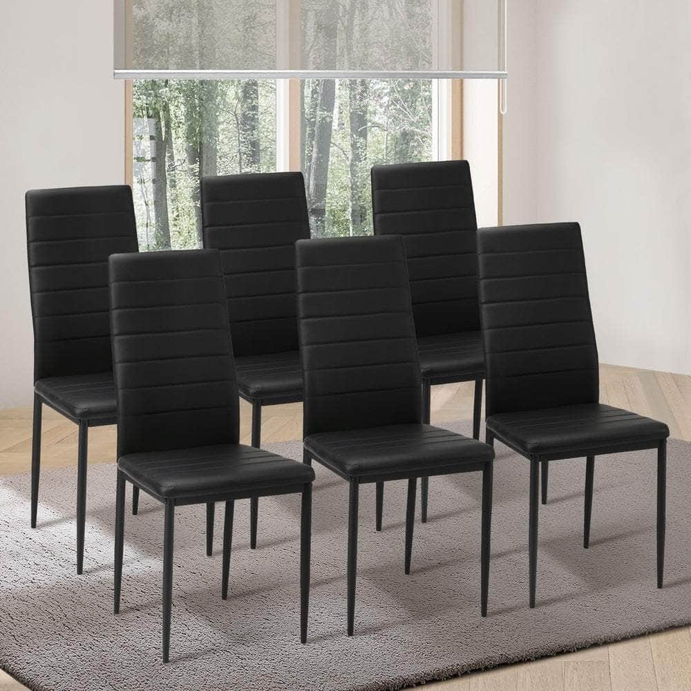Dining Chairs High-Back Leather Black