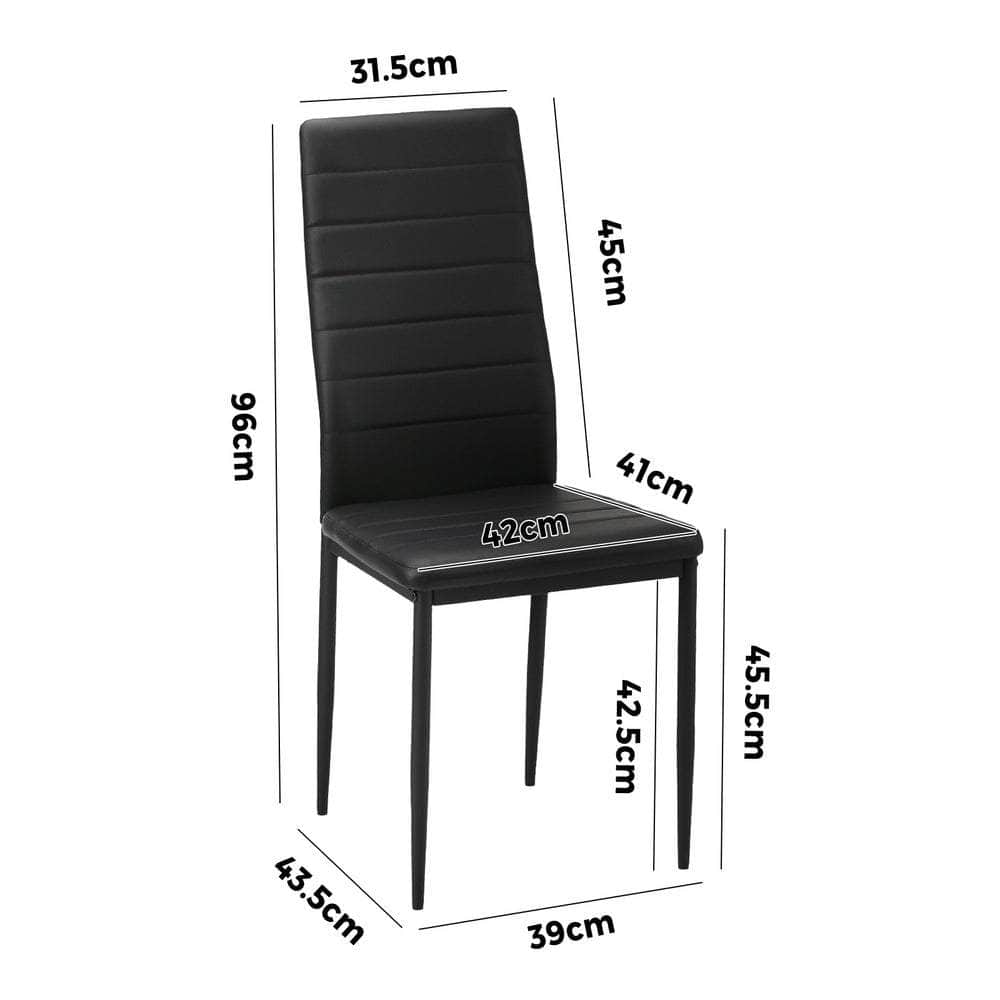 Dining Chairs High-Back Leather Black