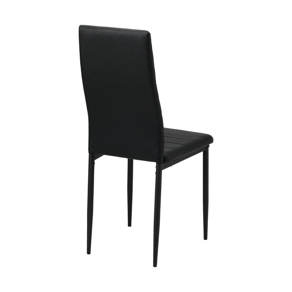 Dining Chairs High-Back Leather Black