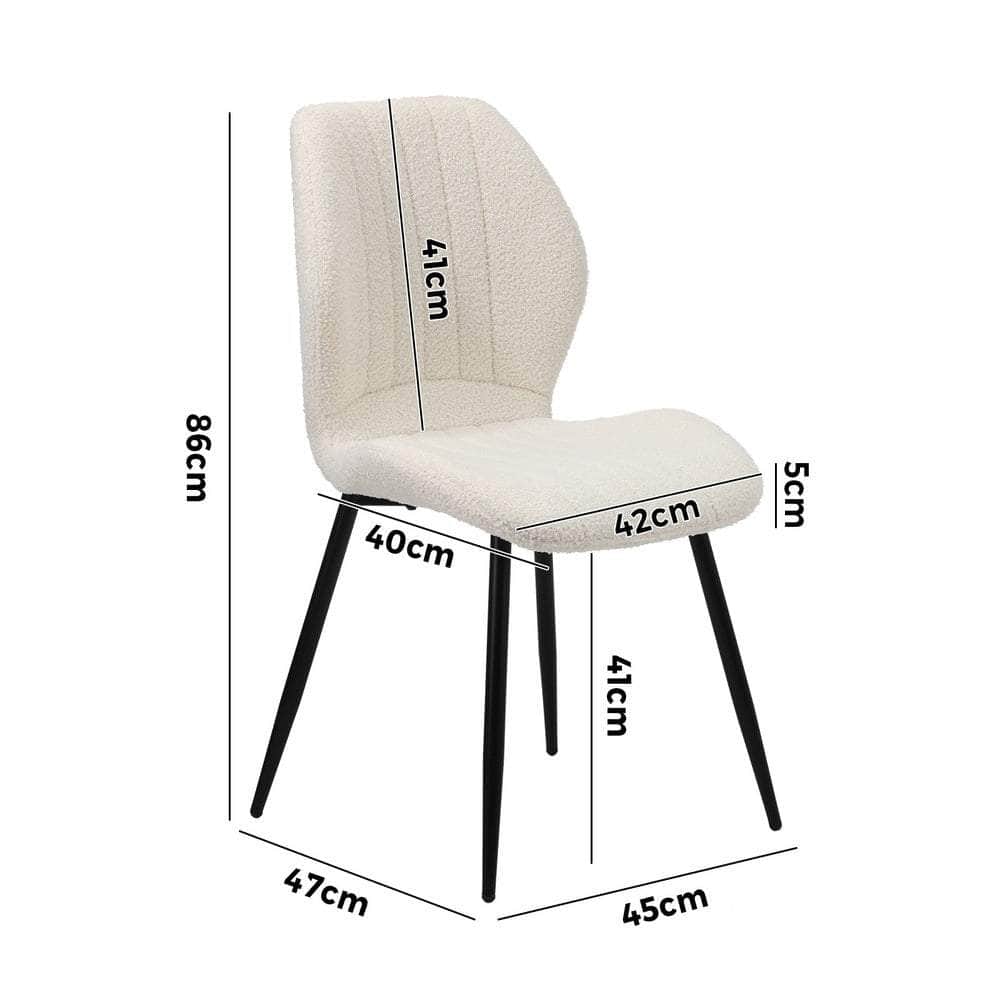 Dining Chairs Padded Seat Armless Boucle White