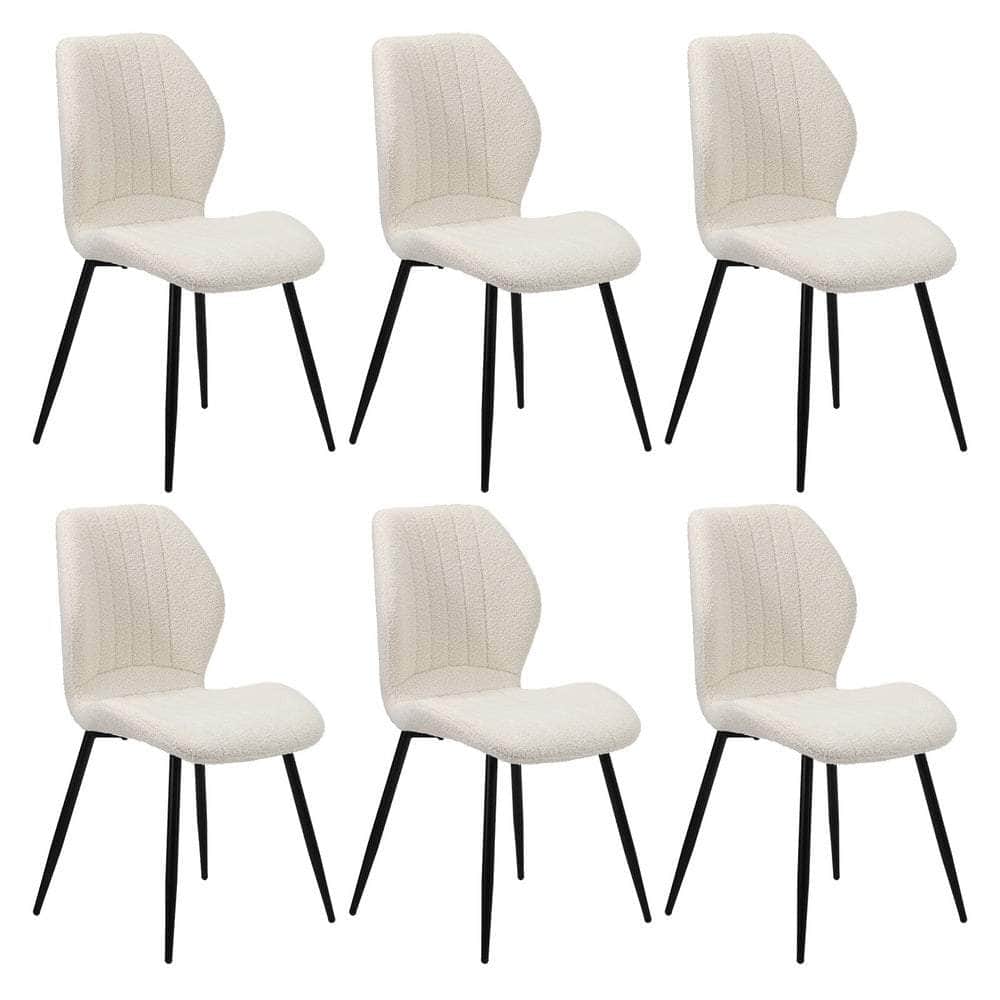 Dining Chairs Padded Seat Armless Boucle White