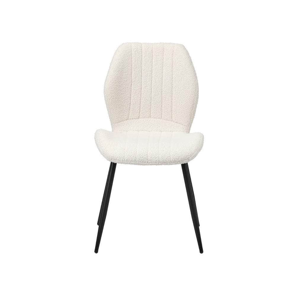Dining Chairs Padded Seat Armless Boucle White
