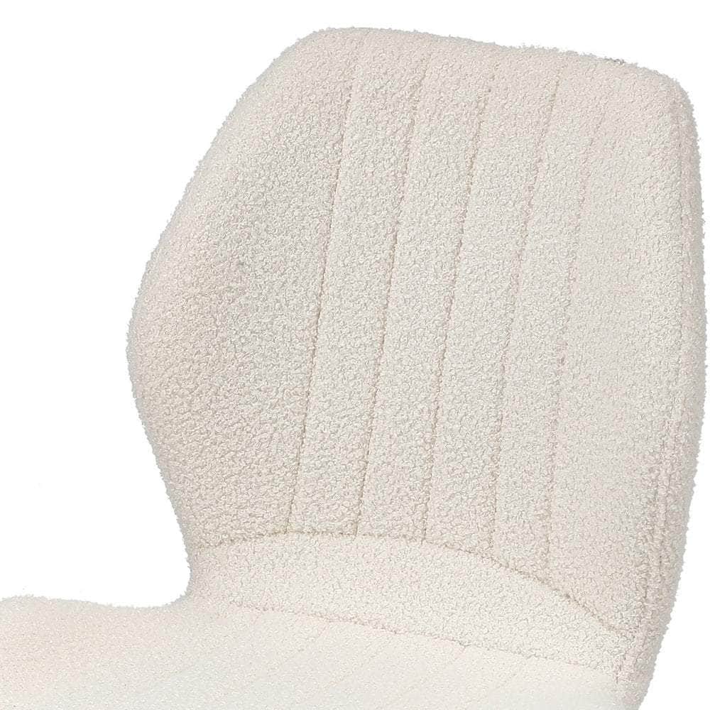 Dining Chairs Padded Seat Armless Boucle White