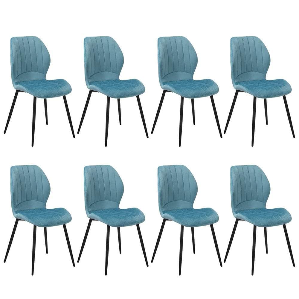 Dining Chairs Padded Seat Armless Velvet Blue