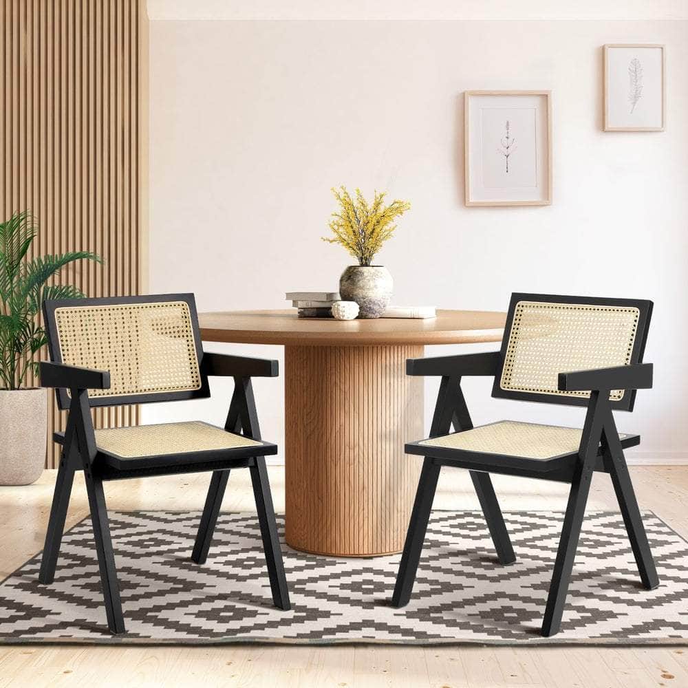Dining Chairs Rattan Chair Wooden Balck/Walnut