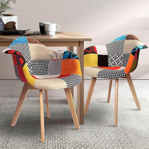Dining Chairs Set of 2 Fabric Retro Replica DSW