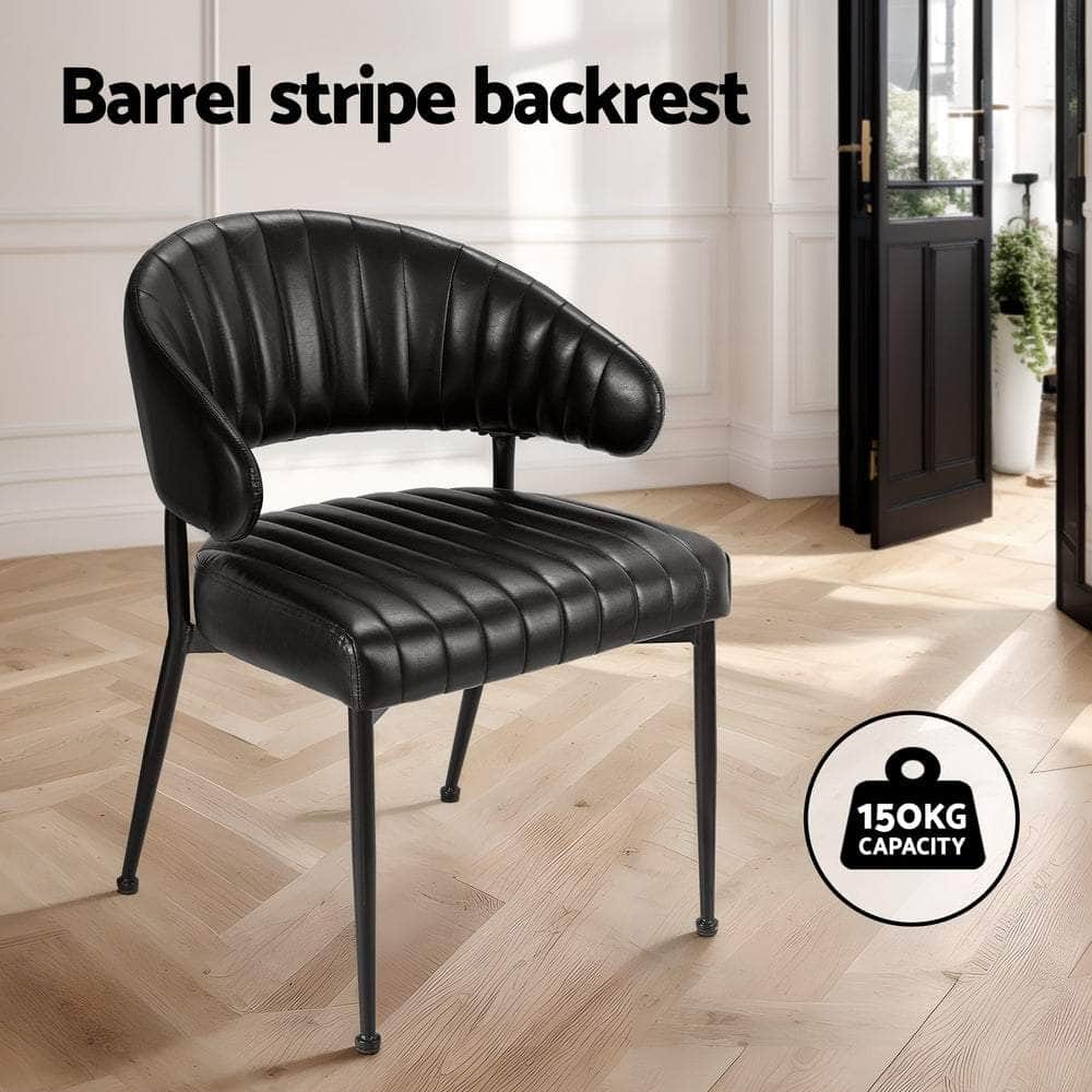 Dining Chairs Set Of 2 Leather Hollow Armchair Black