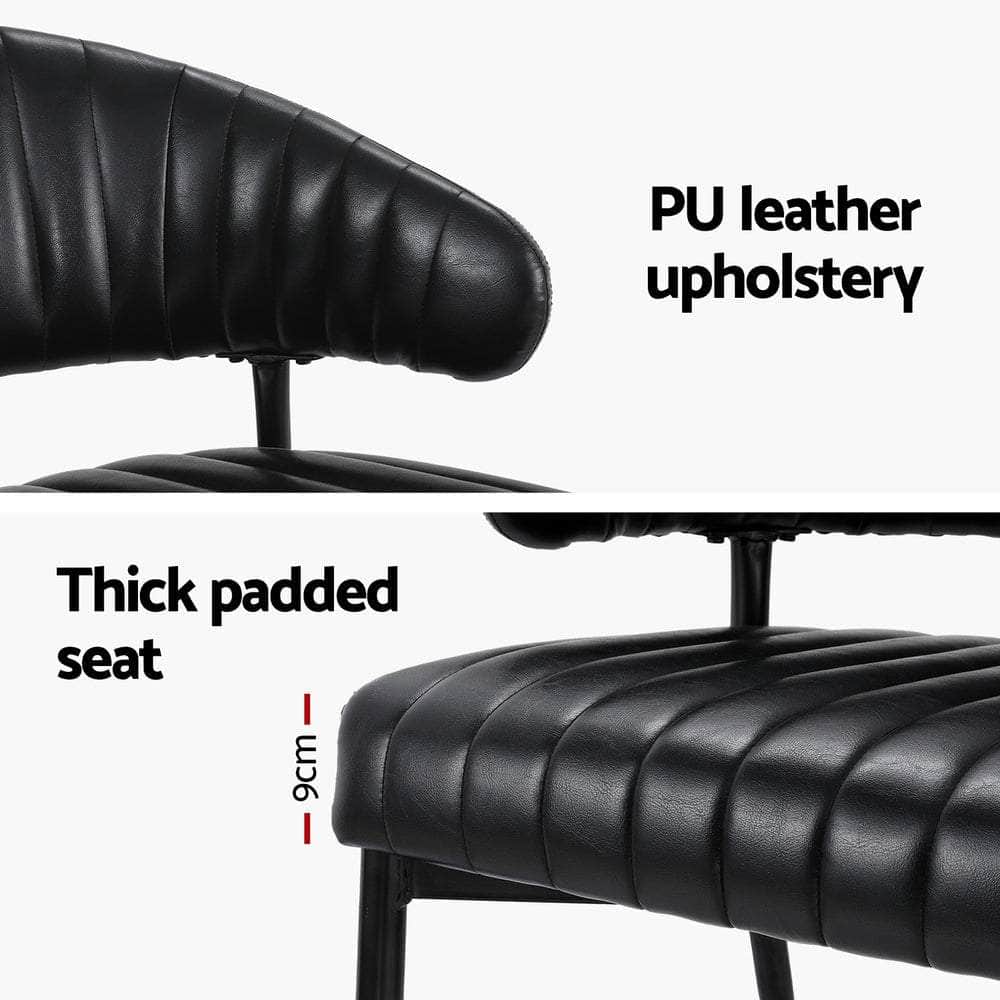 Dining Chairs Set Of 2 Leather Hollow Armchair Black