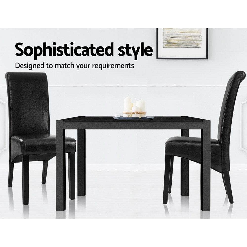 Dining Chairs Set Of 2 Leather Parsons Chair Black