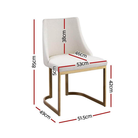 Dining Chairs Set Of 2 Linen Fabric Frame Beige