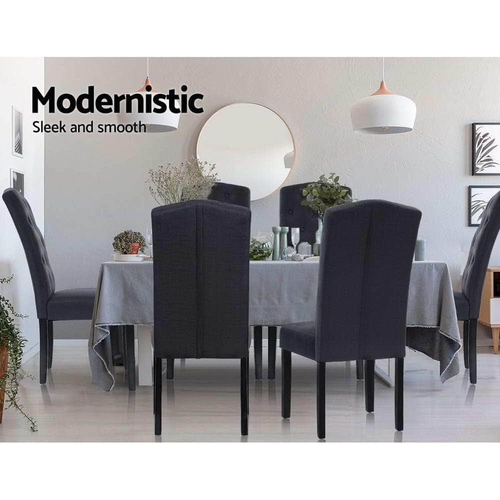 Dining Chairs Set Of 2 Linen Parsons Chair Dark Grey
