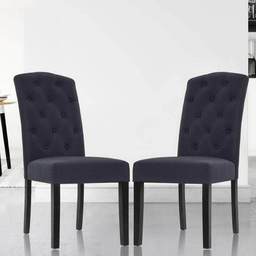 Dining Chairs Set Of 2 Linen Parsons Chair Dark Grey