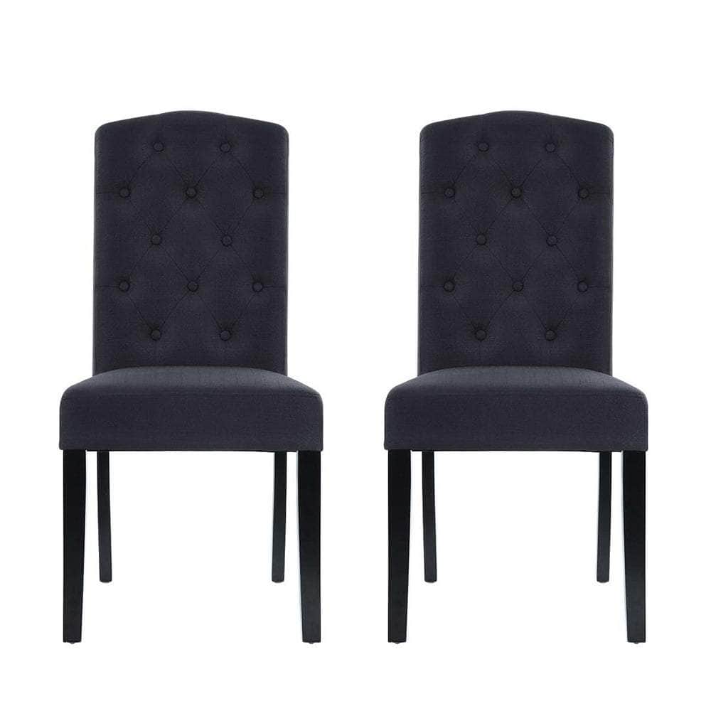 Dining Chairs Set Of 2 Linen Parsons Chair Dark Grey
