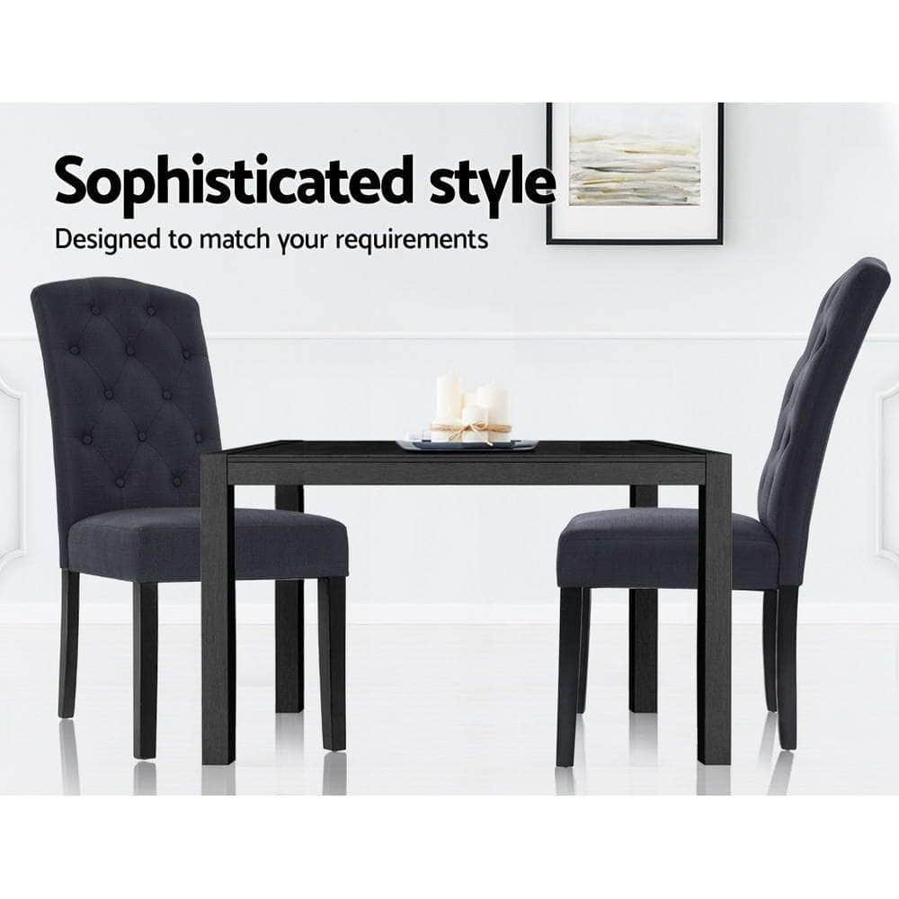Dining Chairs Set Of 2 Linen Parsons Chair Dark Grey