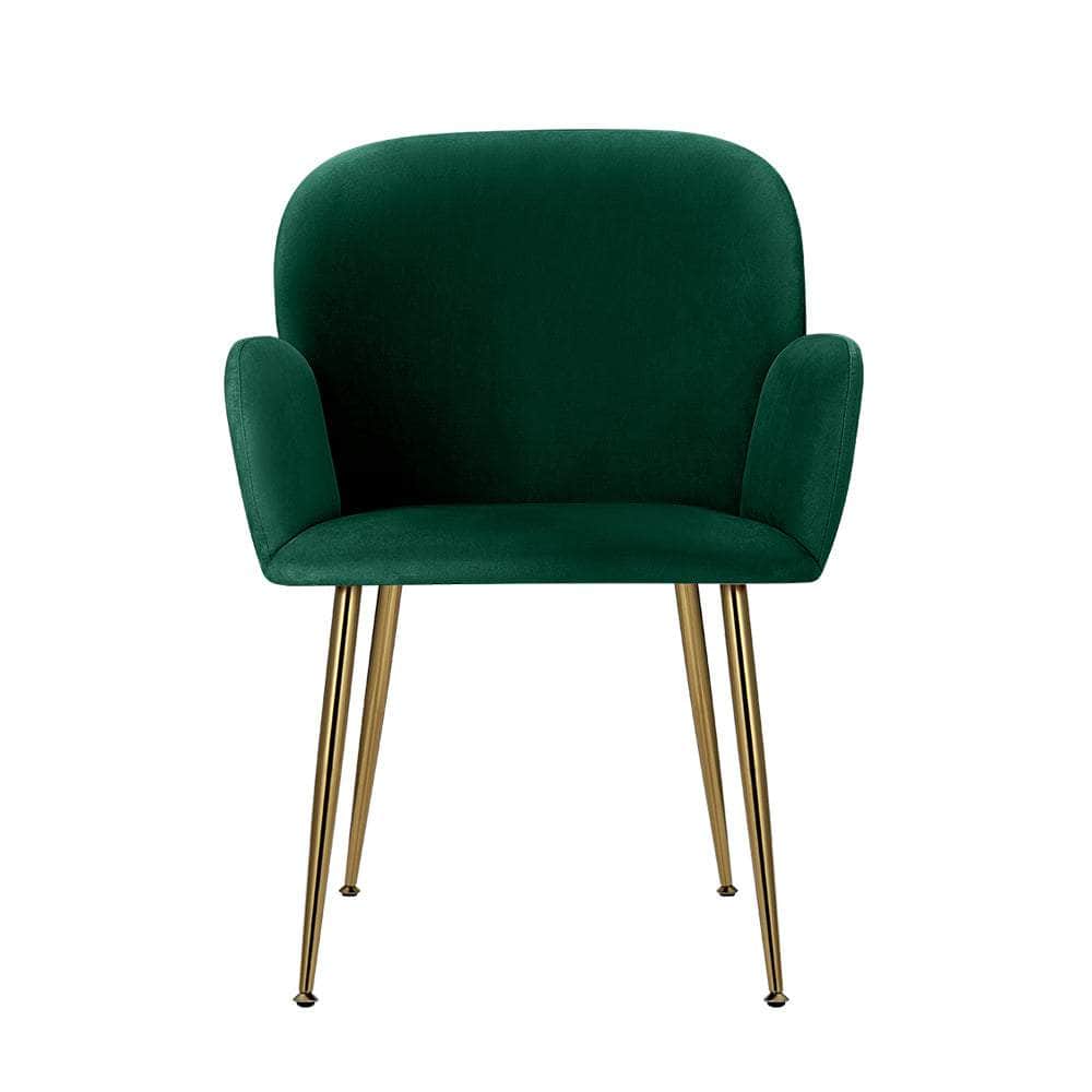 Dining Chairs Set Of 2 Velvet Armchair Green