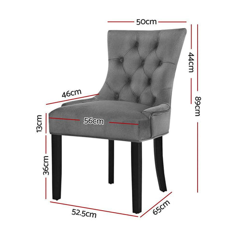 Dining Chairs Set Of 2 Velvet French Provincial Grey
