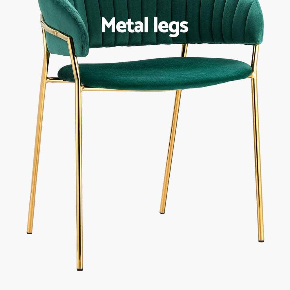 Dining Chairs Set Of 2 Velvet Hollow Armchair Green