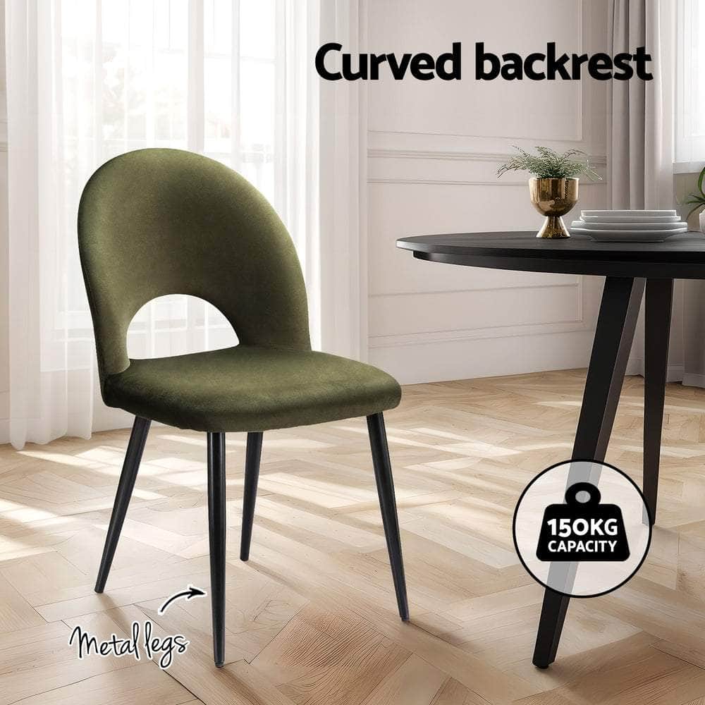 Dining Chairs Set Of 2 Velvet Hollow Green