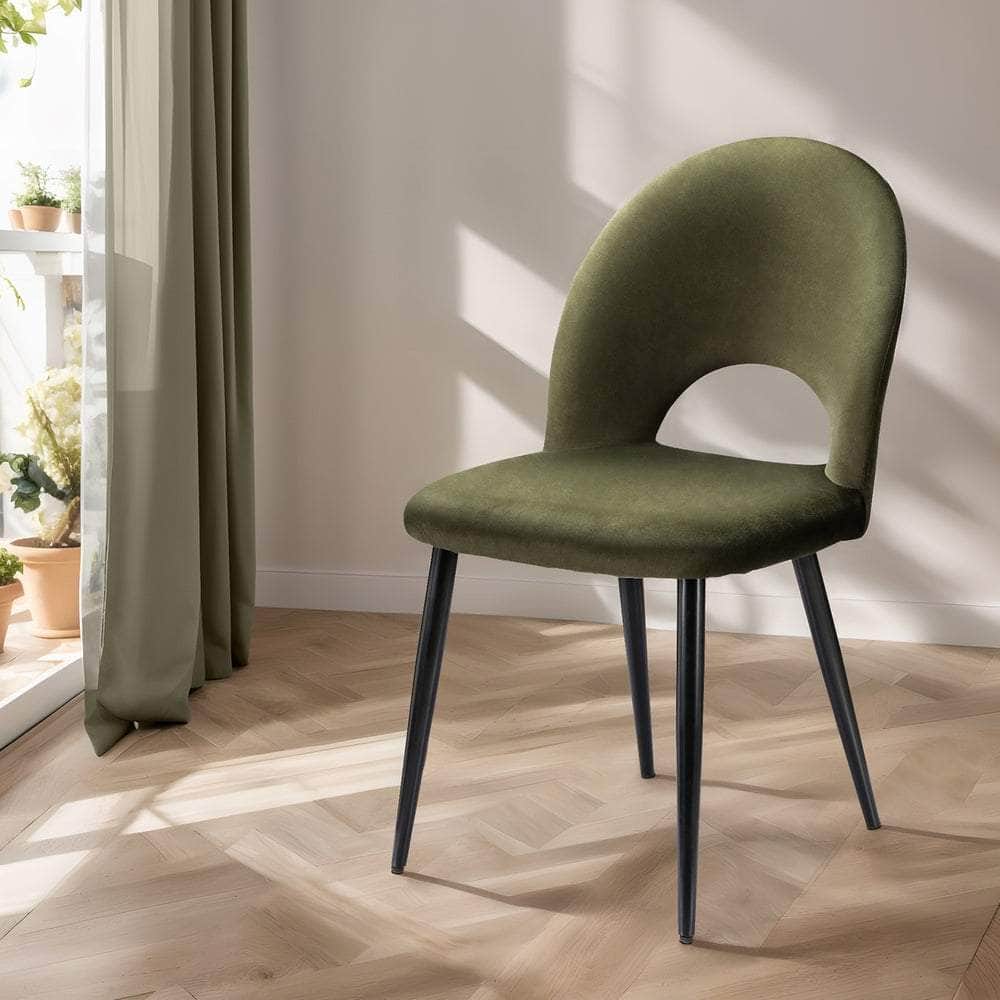 Dining Chairs Set Of 2 Velvet Hollow Green