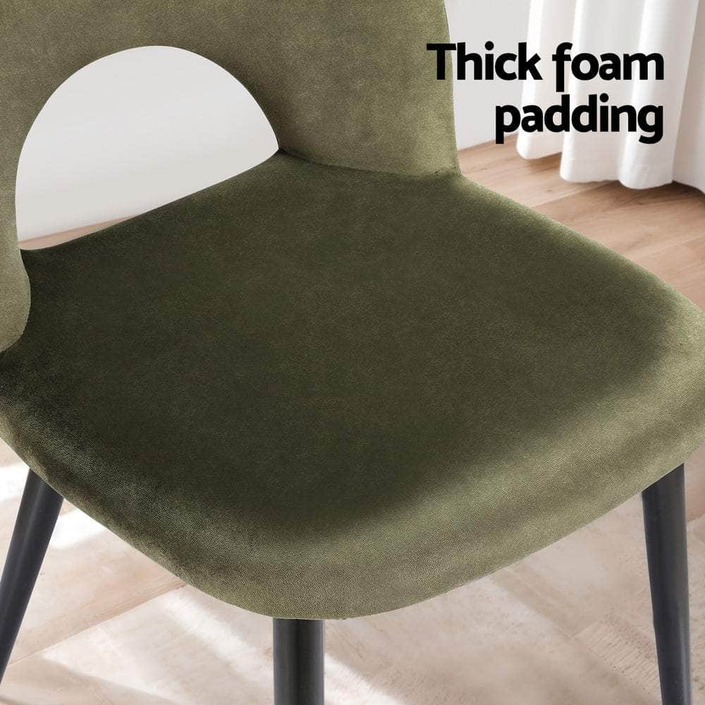 Dining Chairs Set Of 2 Velvet Hollow Green