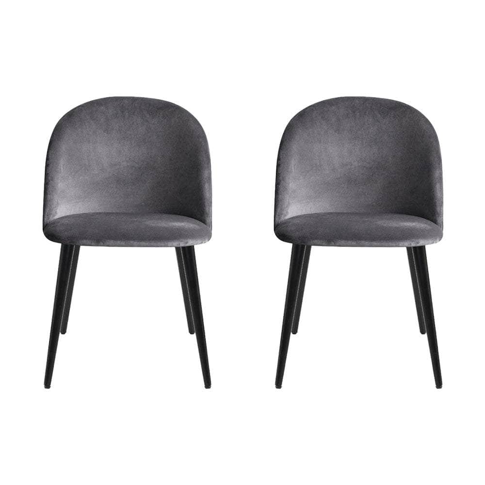 Dining Chairs Set Of 2 Velvet Solid Curved Dark Grey