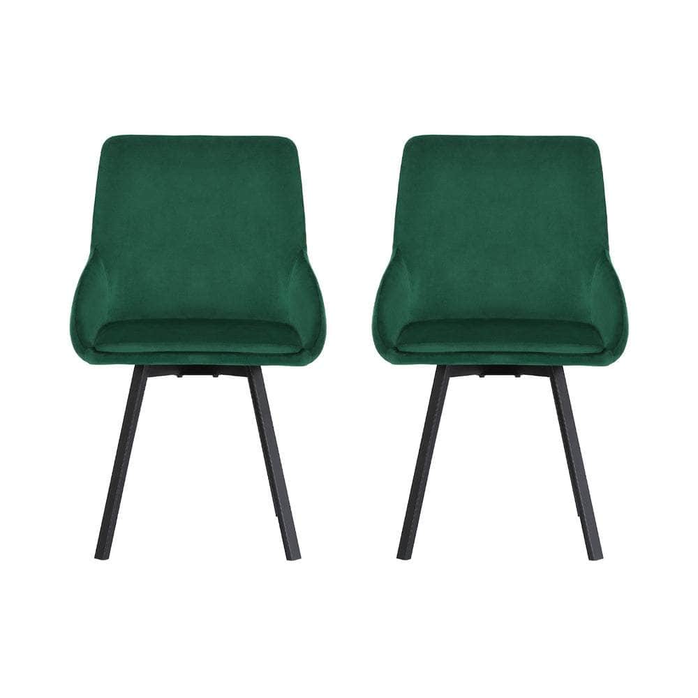 Dining Chairs Set Of 2 Velvet Swivel Base Green