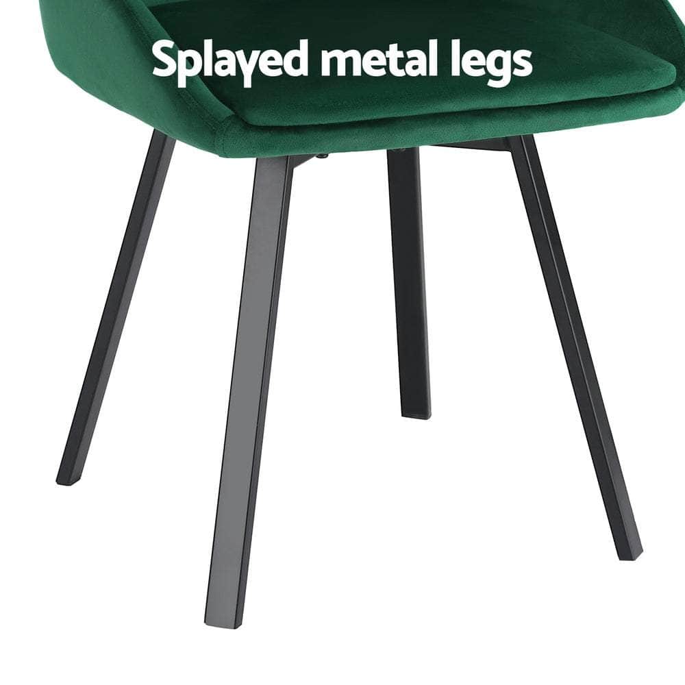 Dining Chairs Set Of 2 Velvet Swivel Base Green