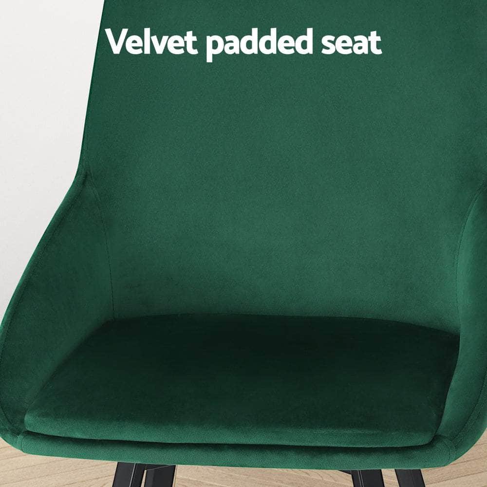 Dining Chairs Set Of 2 Velvet Swivel Base Green