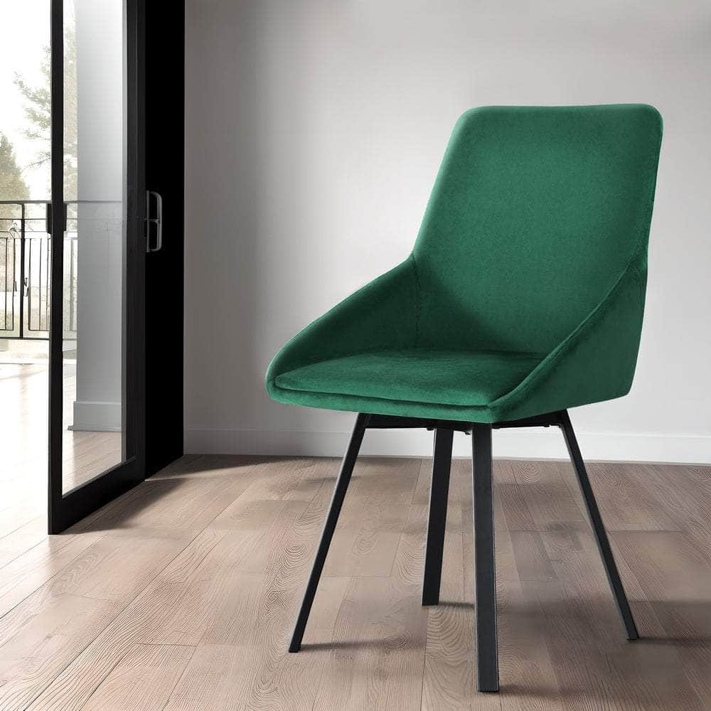 Dining Chairs Set Of 2 Velvet Swivel Base Green