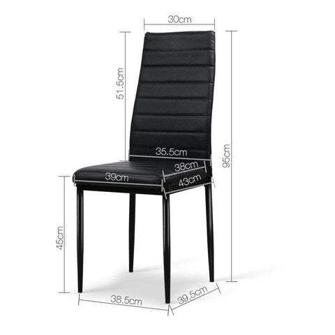 Dining Chairs Set Of 4 Leather Channel Tufted Black