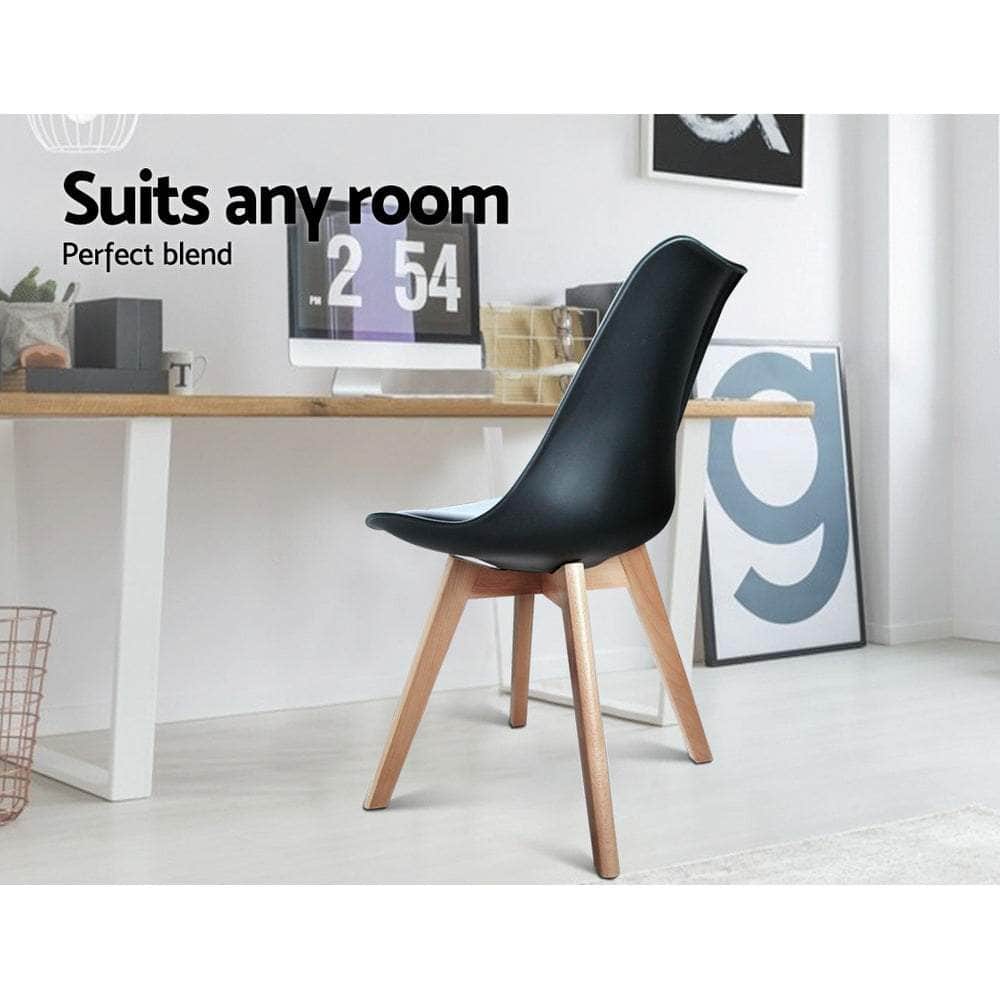 Dining Chairs Set Of 4 Leather Plastic Dsw Replica Wooden Black