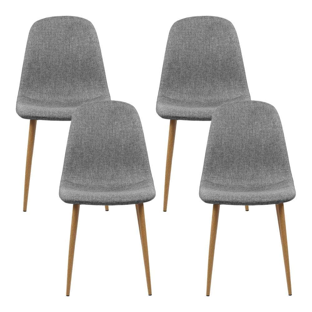 Dining Chairs Set Of 4 Linen Curved Slope Grey