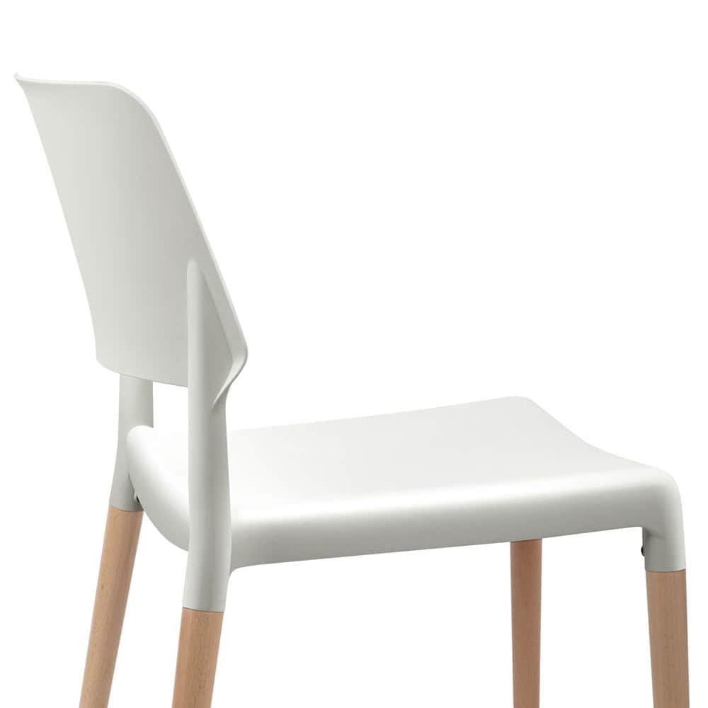 Dining Chairs Set Of 4 Plastic Wooden Stackable White